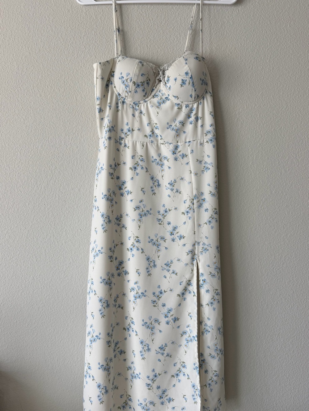 Windsor Floral Midi Dress Sz S Lace Trim Cups Romantic Cottagecore Y2K Feminine